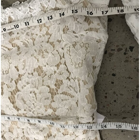 LULU'S White Stretch Lace Maxi Dress Size S-M Off Shoulder Long Sleeve Wedding - Picture 11 of 14